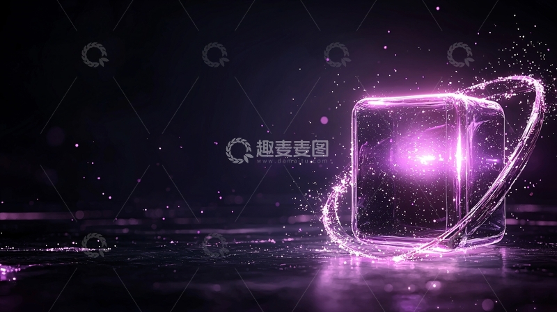 高清大图下载【趣麦麦图】紫色发光冰块背景素材
