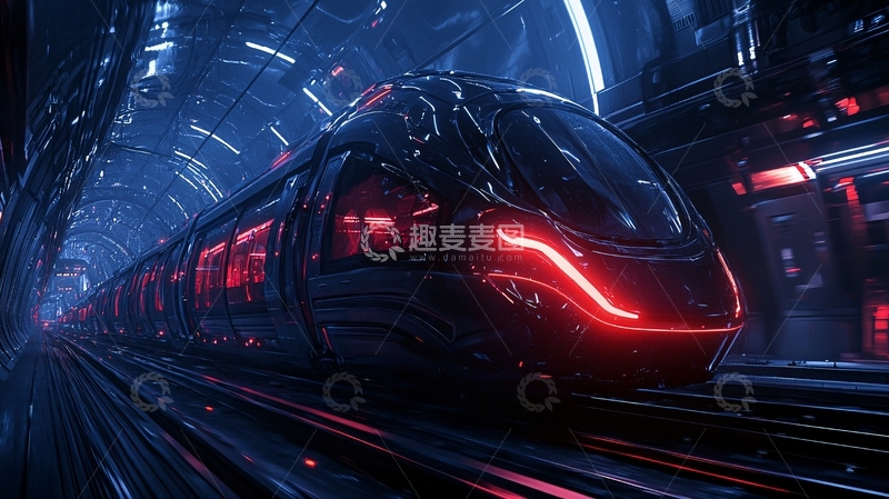 高清大图下载【趣麦麦图】未来科技列车在隧道中行驶