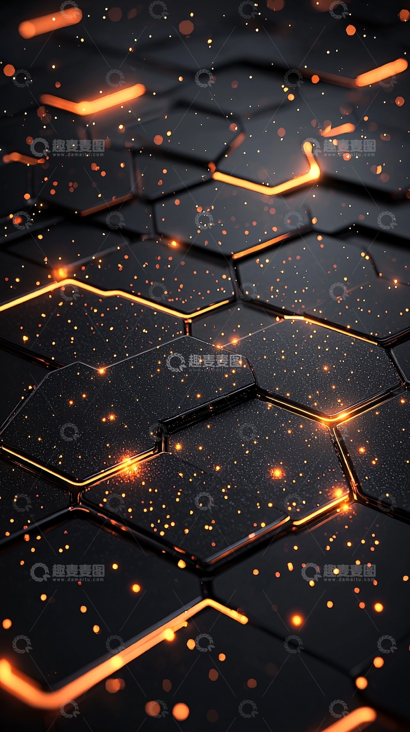 高清大图下载【趣麦麦图】未来科技六边形发光背景