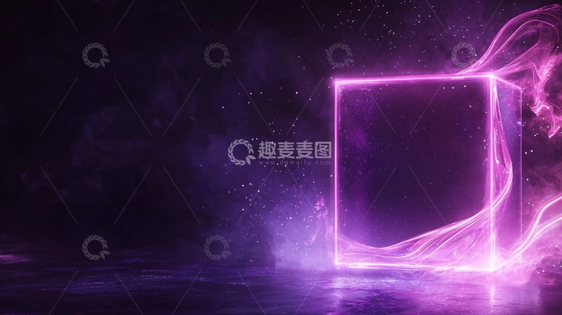 高清大图下载【趣麦麦图】紫色霓虹方框背景