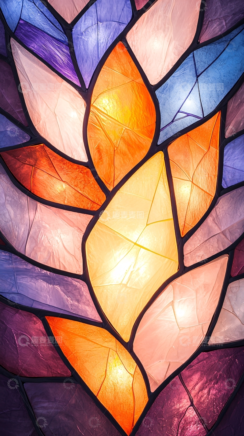 高清大图下载【趣麦麦图】彩色玻璃窗花艺术图案
