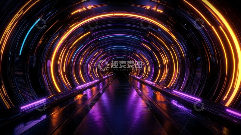 高清大图下载【趣麦麦图】未来科技隧道光影效果