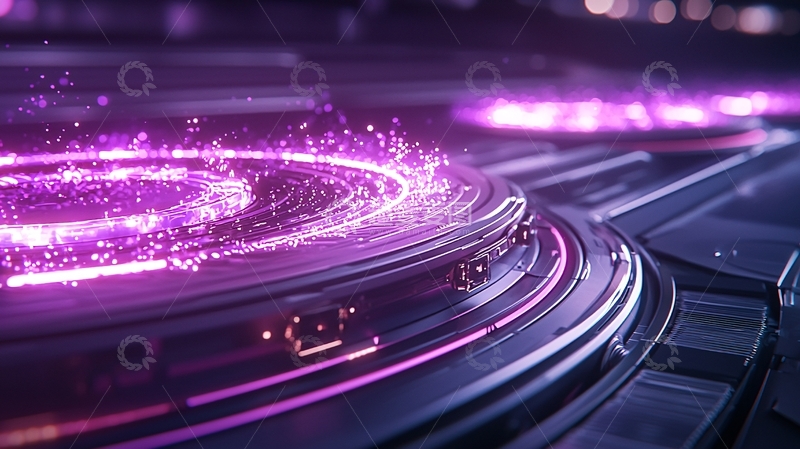 高清大图下载【趣麦麦图】紫色光效唱片机背景