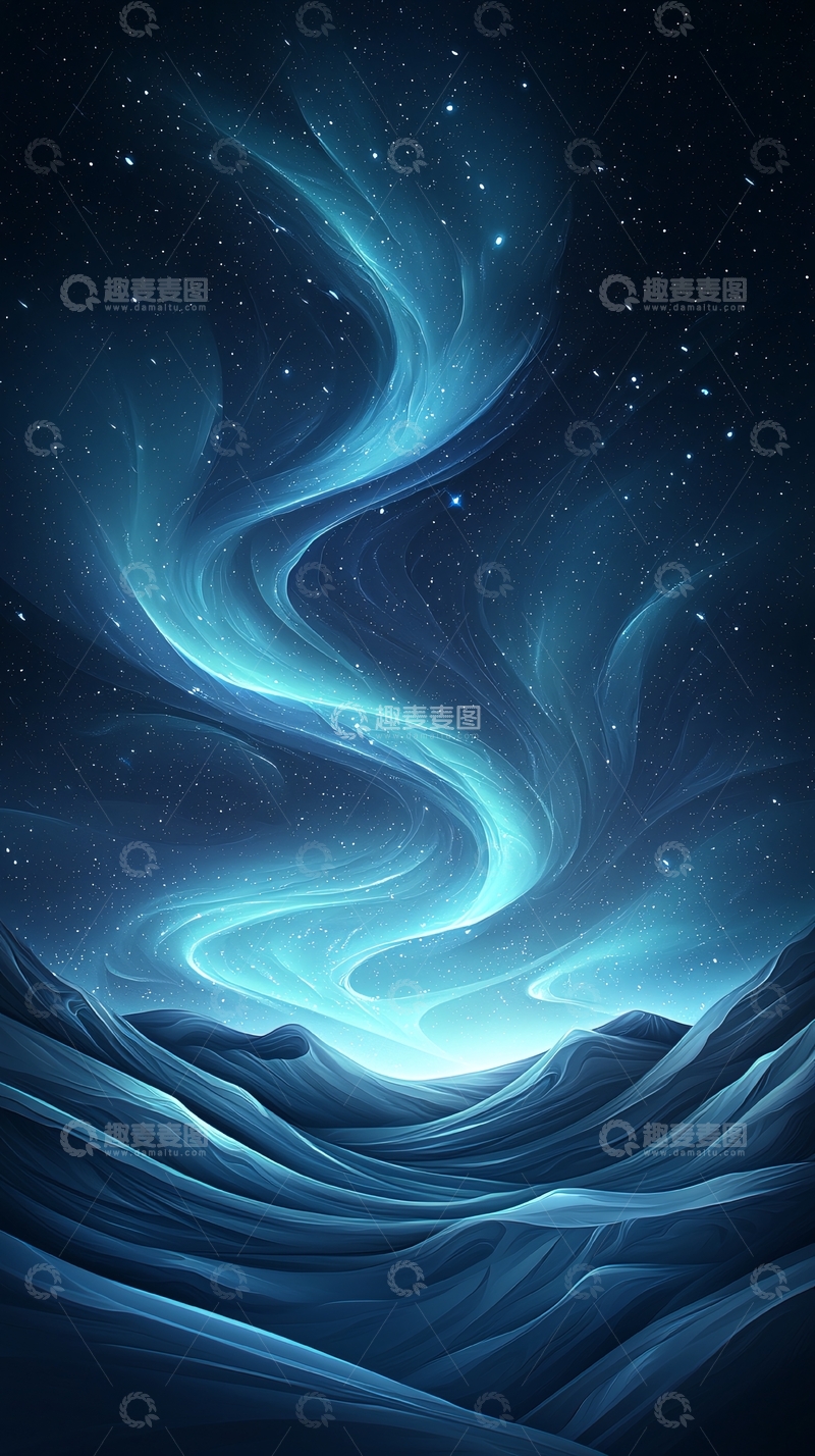 高清大图下载【趣麦麦图】梦幻星空下的山峦