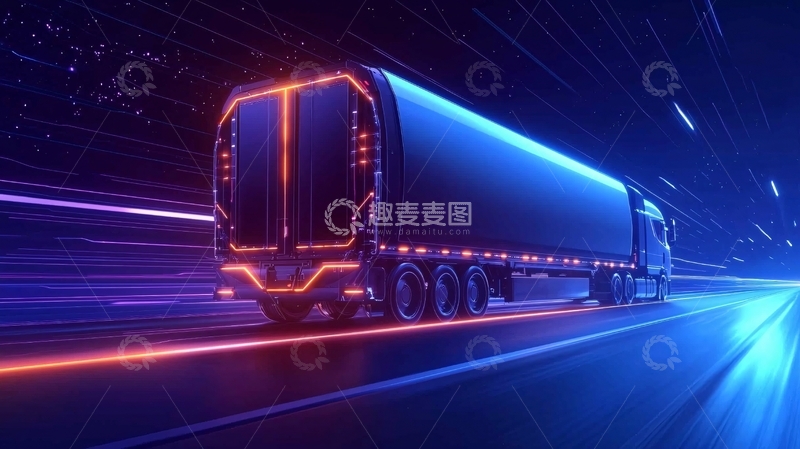 高清大图下载【趣麦麦图】未来科技卡车高速行驶