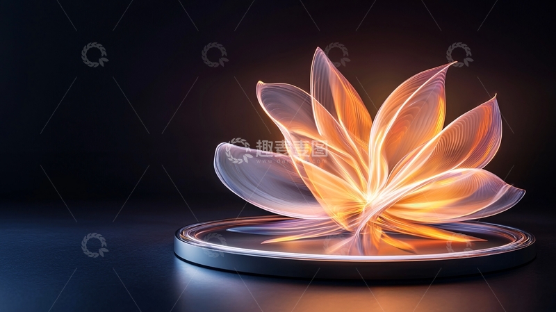 高清大图下载【趣麦麦图】发光莲花艺术雕塑