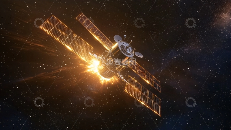 高清大图下载【趣麦麦图】太空卫星爆炸场景
