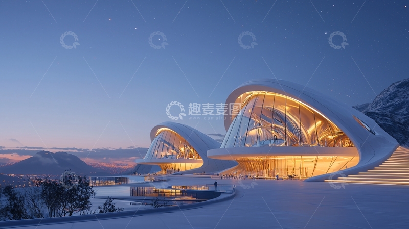 高清大图下载【趣麦麦图】未来感建筑夜景