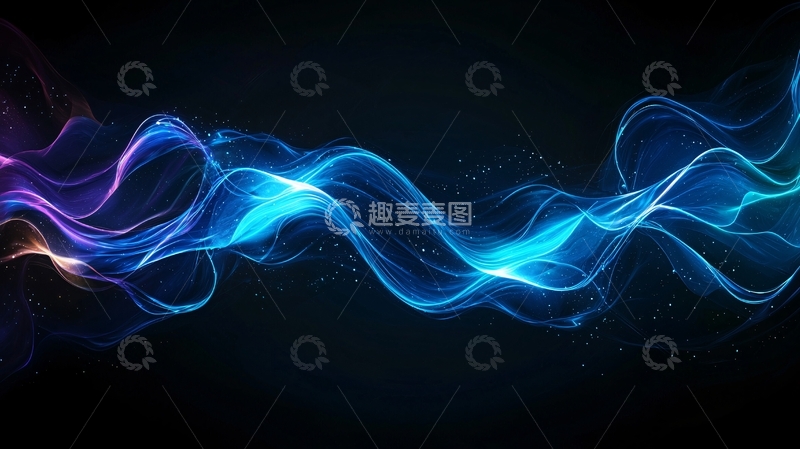 高清大图下载【趣麦麦图】蓝色光波抽象艺术背景