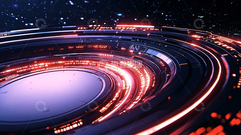 高清大图下载【趣麦麦图】未来科技圆形建筑夜景