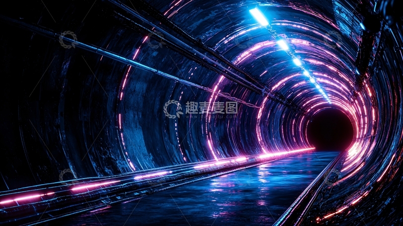 高清大图下载【趣麦麦图】未来科技隧道光影效果