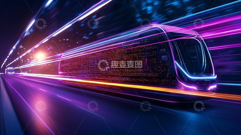 高清大图下载【趣麦麦图】未来科技列车夜景
