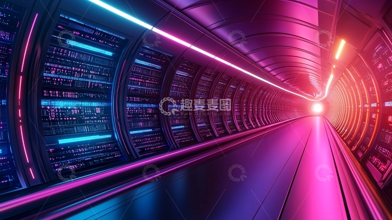 高清大图下载【趣麦麦图】未来科技隧道服务器机房