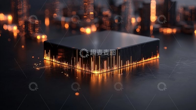 高清大图下载【趣麦麦图】未来科技感立体声波方块