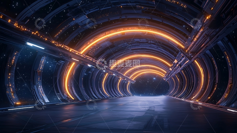 高清大图下载【趣麦麦图】未来科技飞船内部走廊
