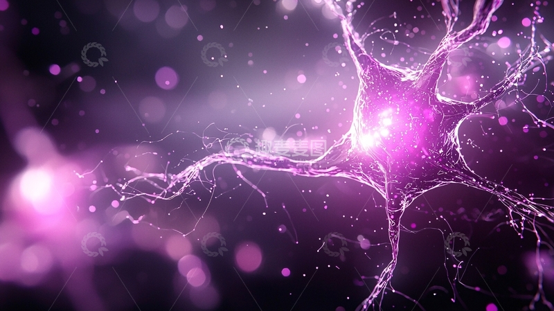 高清大图下载【趣麦麦图】神经元细胞发光艺术背景