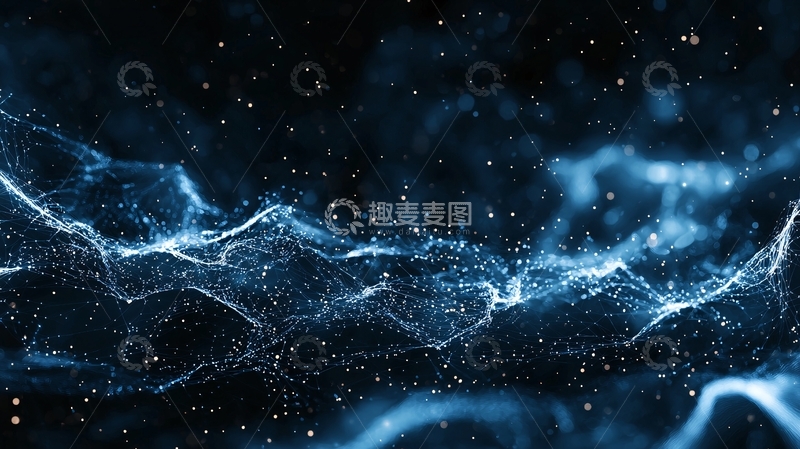 高清大图下载【趣麦麦图】蓝色粒子流抽象背景