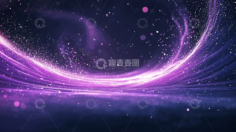 高清大图下载【趣麦麦图】紫色光带星空背景