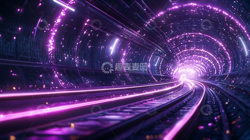 高清大图下载【趣麦麦图】未来科技感隧道火车轨道