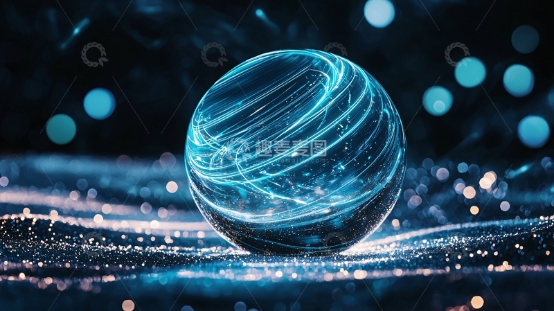 高清大图下载【趣麦麦图】蓝色光球背景素材