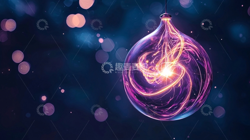 高清大图下载【趣麦麦图】紫色灯泡发光艺术背景