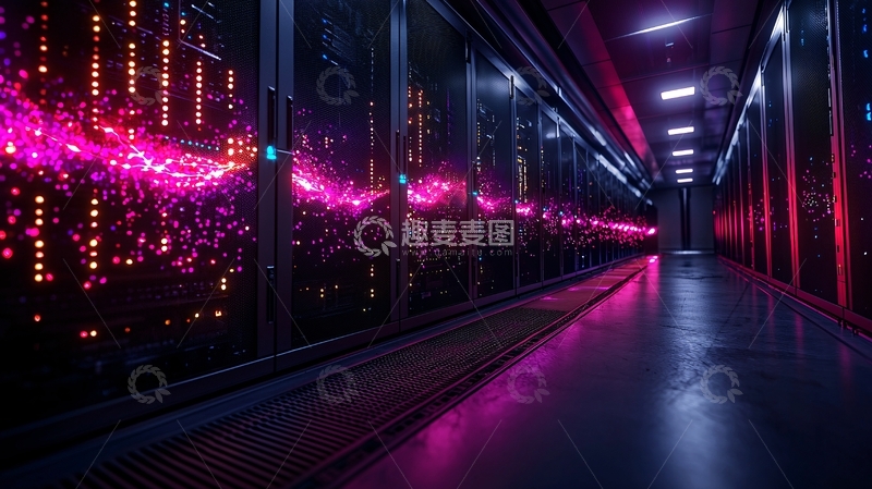 高清大图下载【趣麦麦图】服务器机房内部灯光效果
