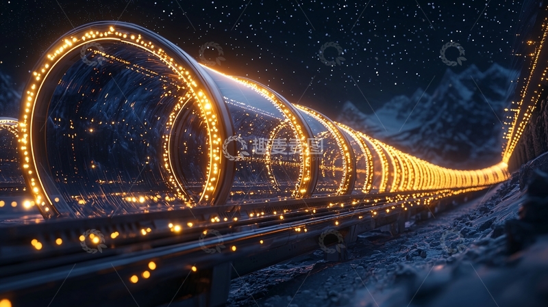 高清大图下载【趣麦麦图】未来科技隧道夜景