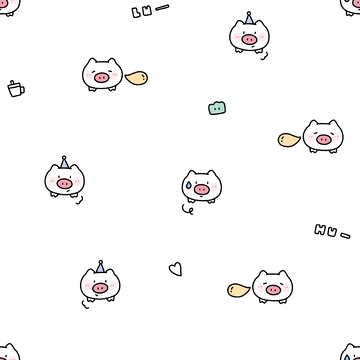 卡通小猪四方连续满印图案