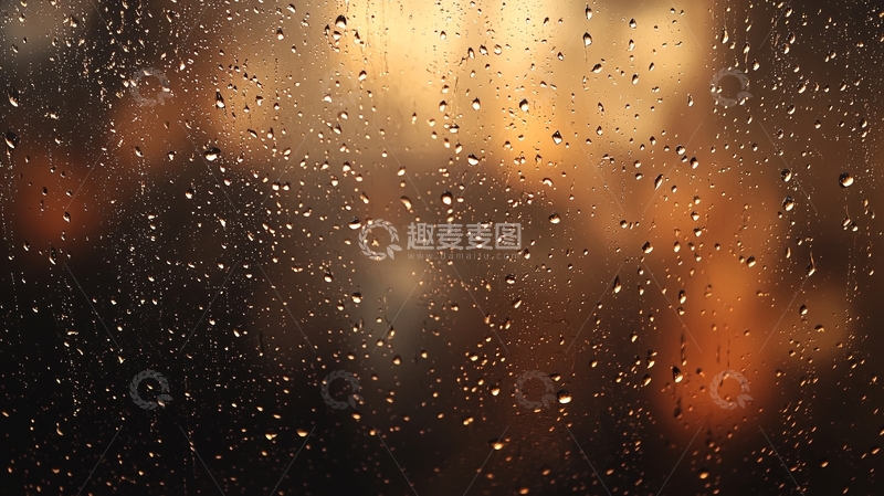 高清大图下载【趣麦麦图】雨滴玻璃窗夜景