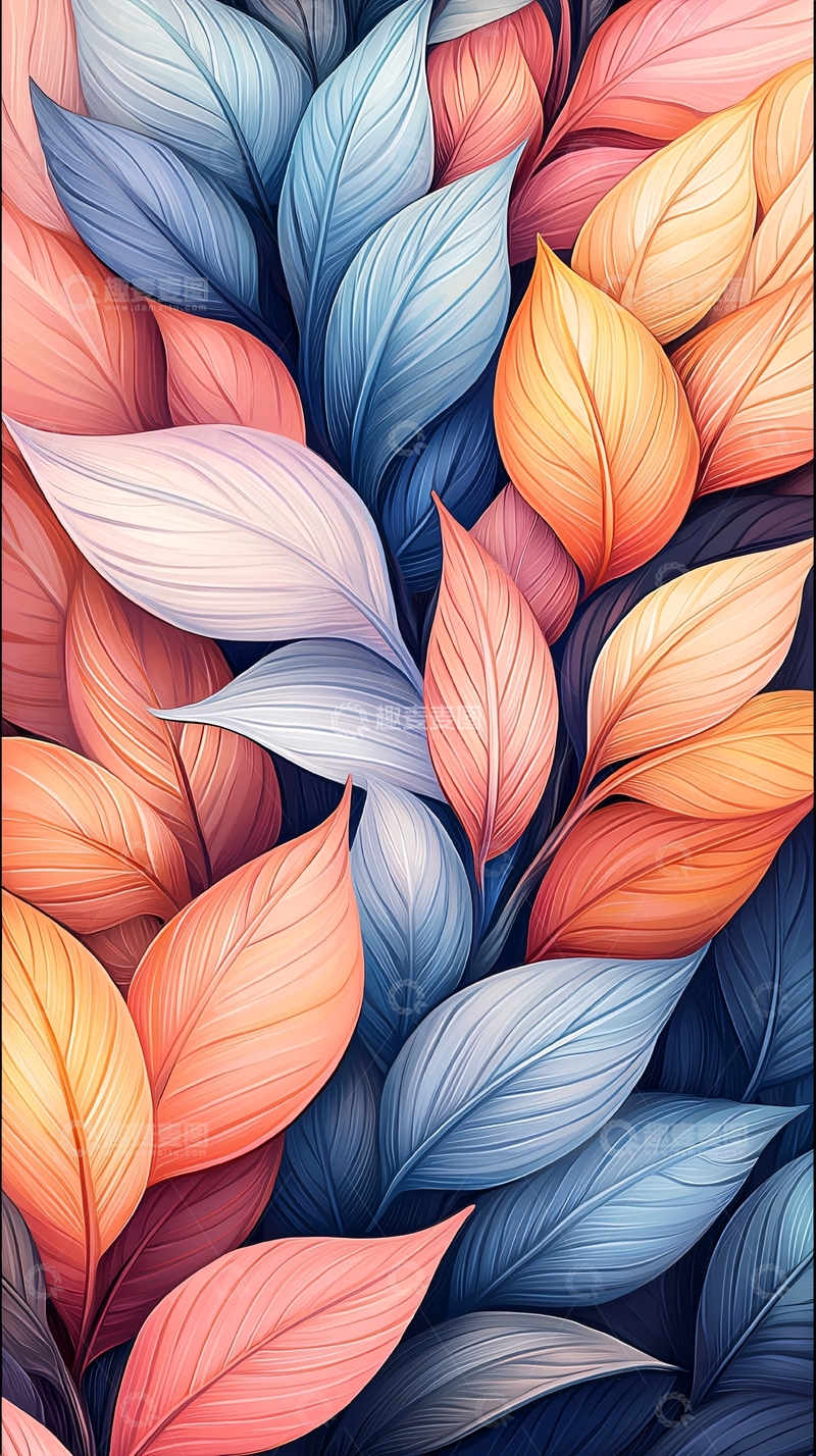 色彩斑斓的叶子图案背景