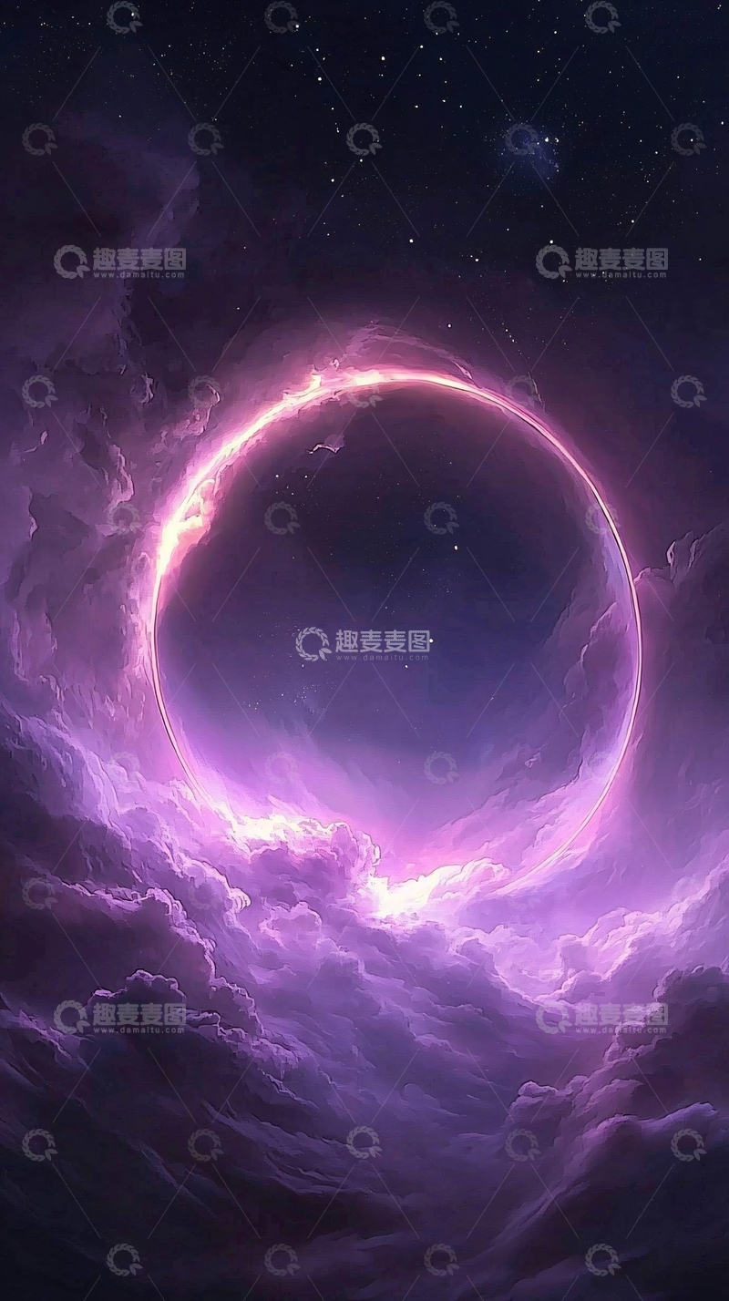 高清大图下载【趣麦麦图】紫色光环星空云彩背景
