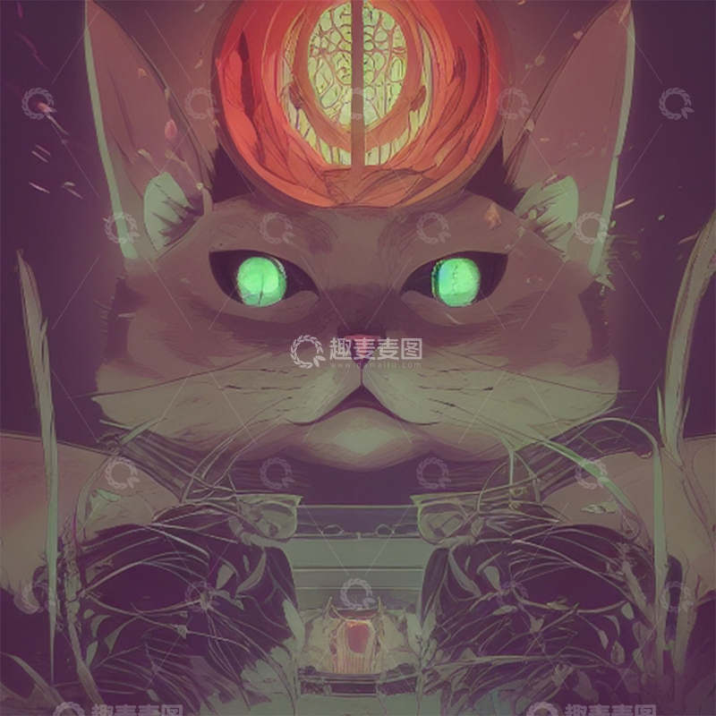 高清大图下载【趣麦麦图】赛博朋克机器猫