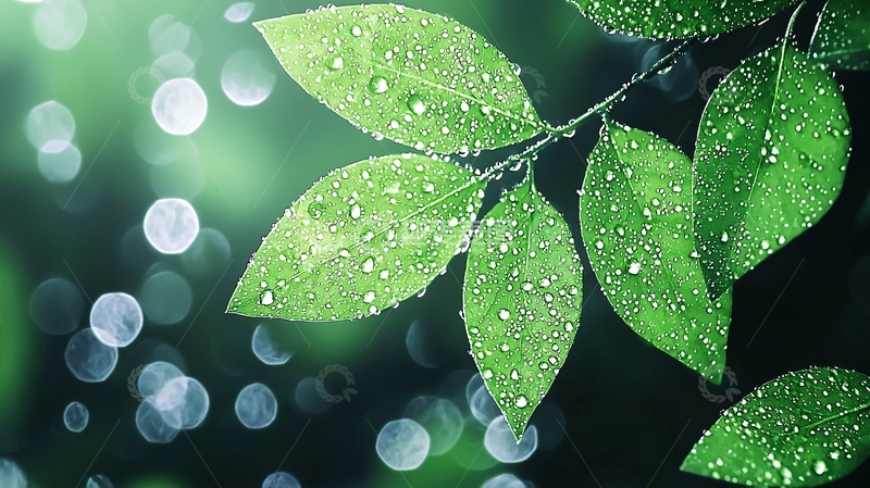 高清大图下载【趣麦麦图】雨后清新绿叶自然风光