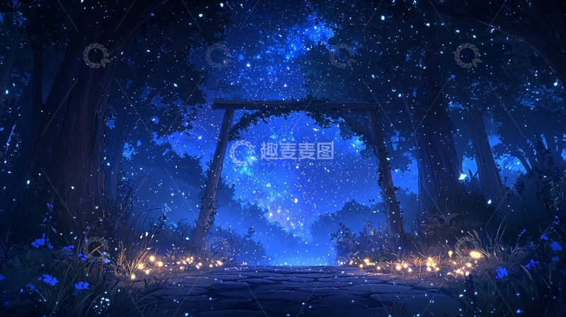 高清大图下载【趣麦麦图】梦幻森林夜景