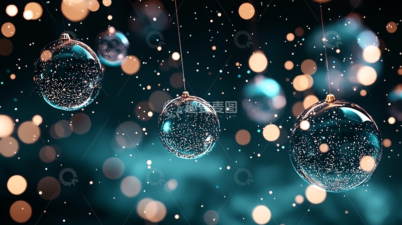 高清大图下载【趣麦麦图】悬挂的圣诞装饰球
