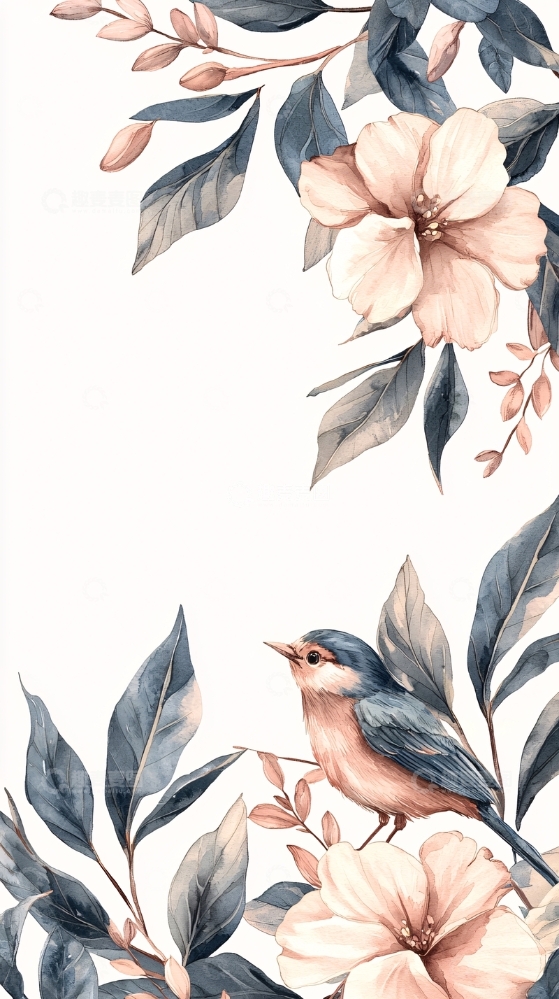 高清大图下载【趣麦麦图】鸟与花的艺术插画