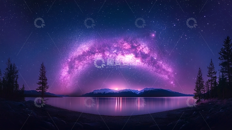高清大图下载【趣麦麦图】银河湖畔夜景