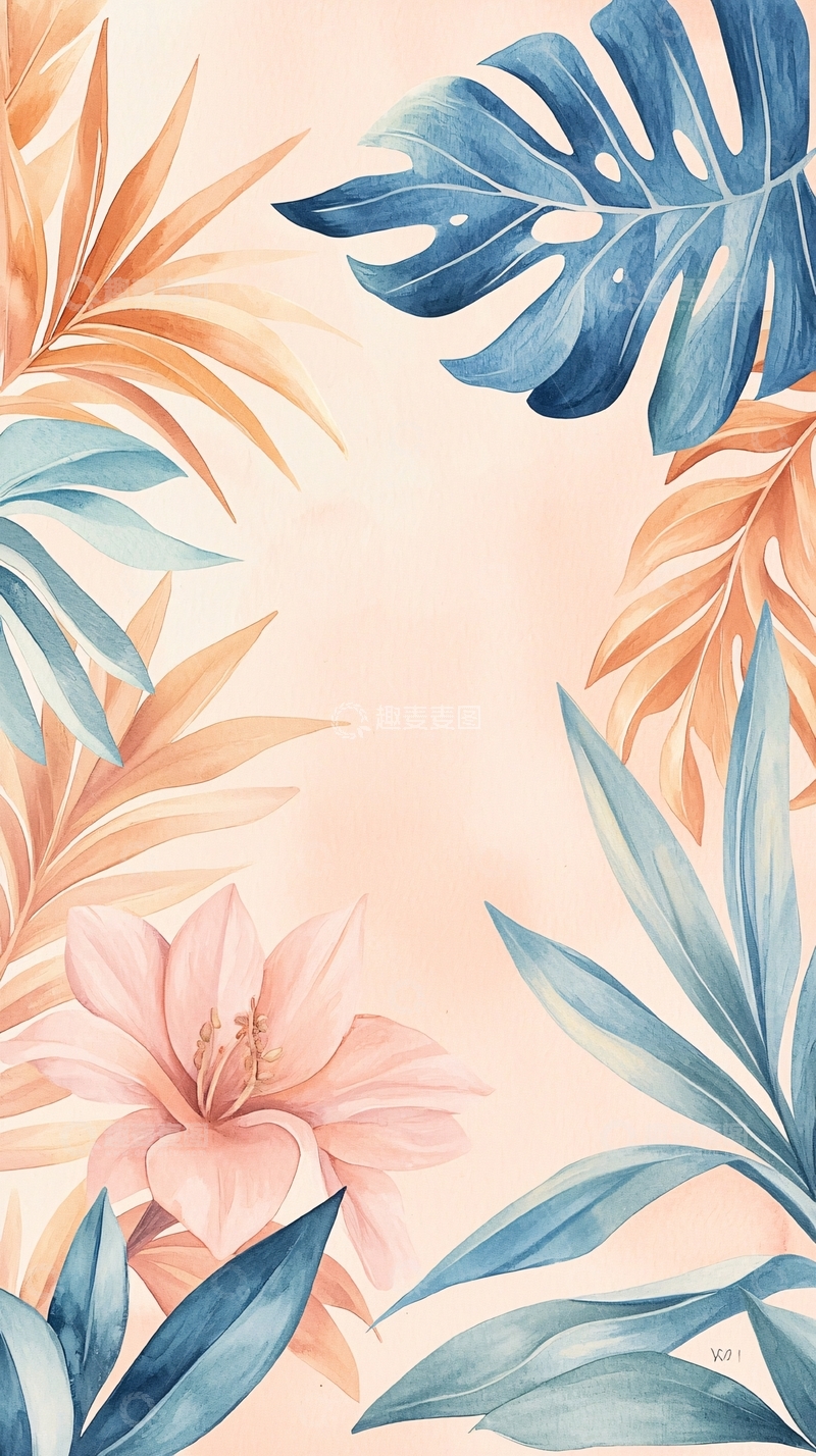 高清大图下载【趣麦麦图】热带植物花卉背景墙纸