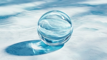 水珠与冰面的倒影