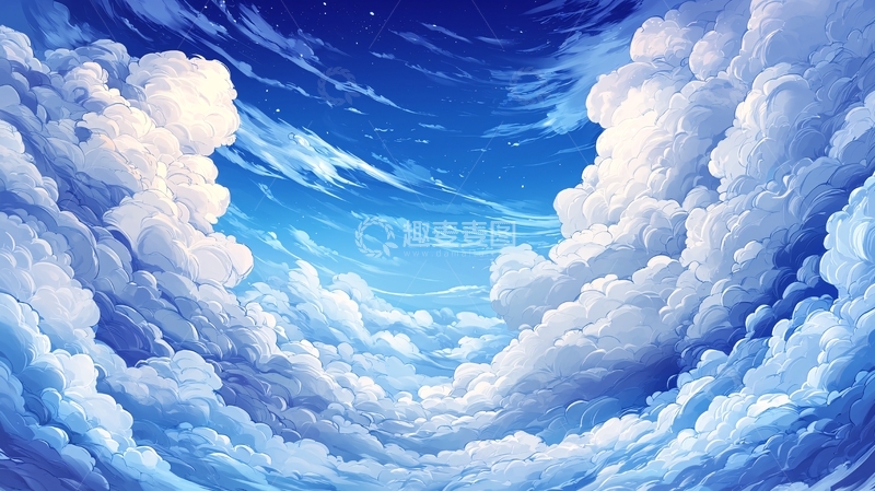高清大图下载【趣麦麦图】梦幻云海星空背景