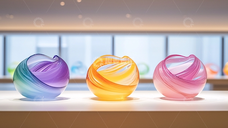 高清大图下载【趣麦麦图】色彩渐变玻璃艺术摆件