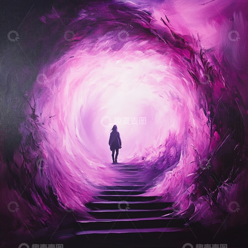 高清大图下载【趣麦麦图】紫色漩涡中的孤独身影