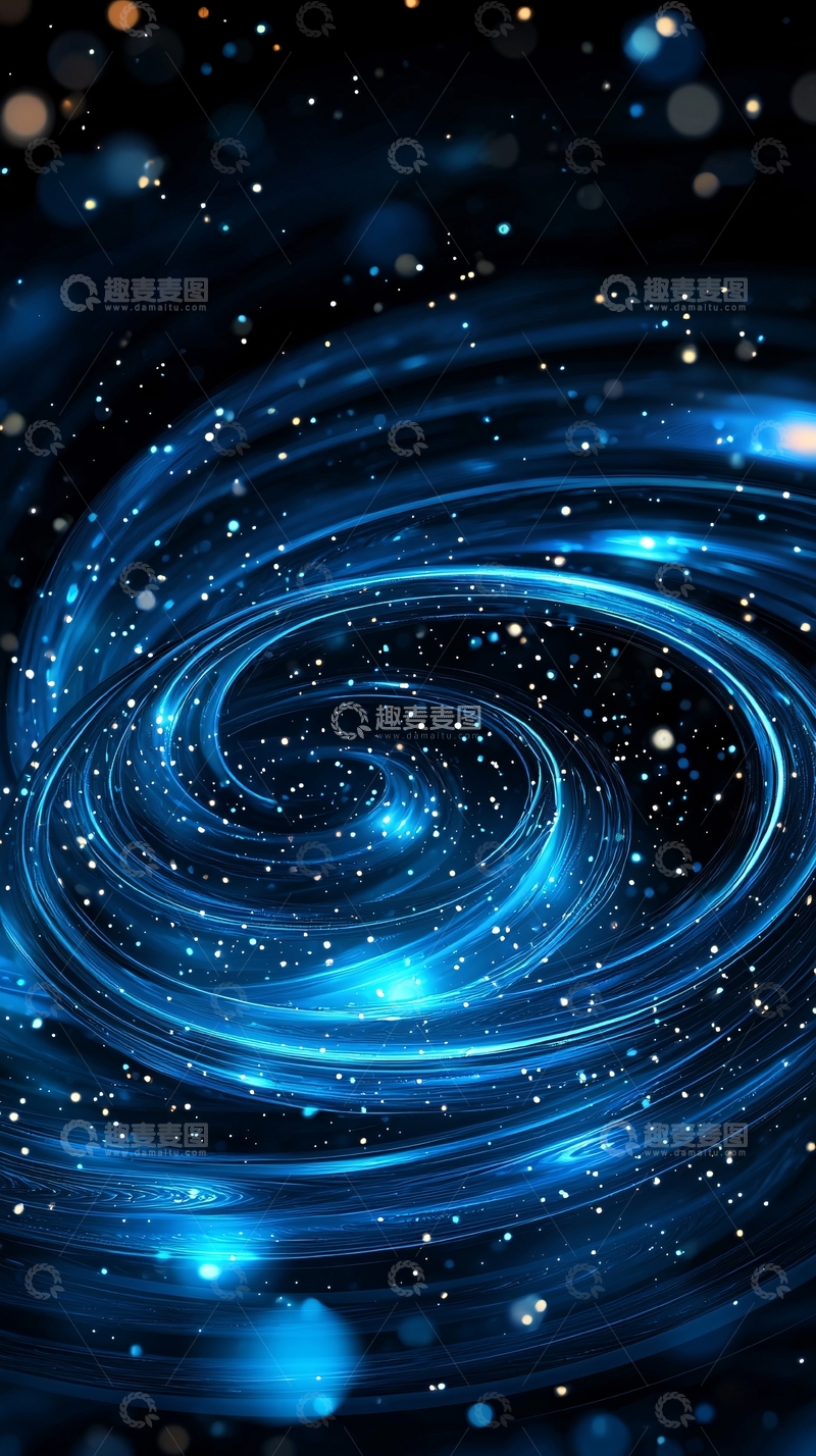 高清大图下载【趣麦麦图】蓝色星河漩涡背景图