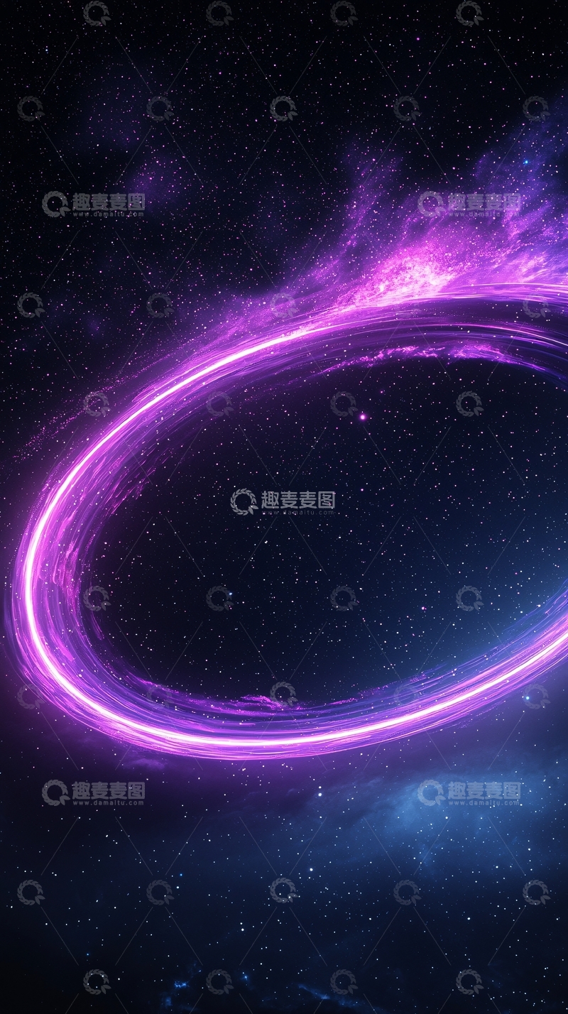 高清大图下载【趣麦麦图】紫色光环星空背景