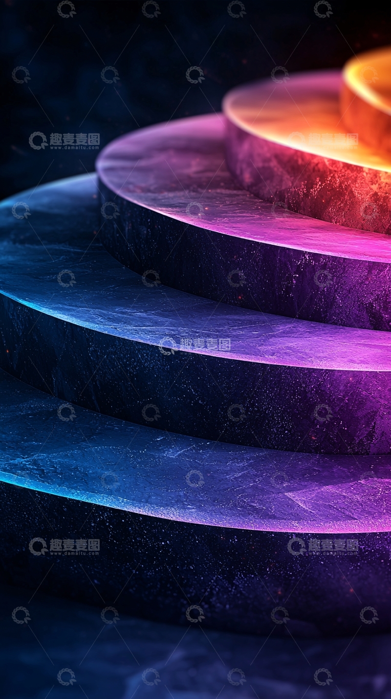 高清大图下载【趣麦麦图】霓虹光影阶梯背景