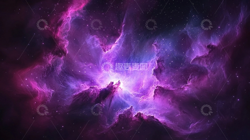 高清大图下载【趣麦麦图】紫色星云宇宙背景图