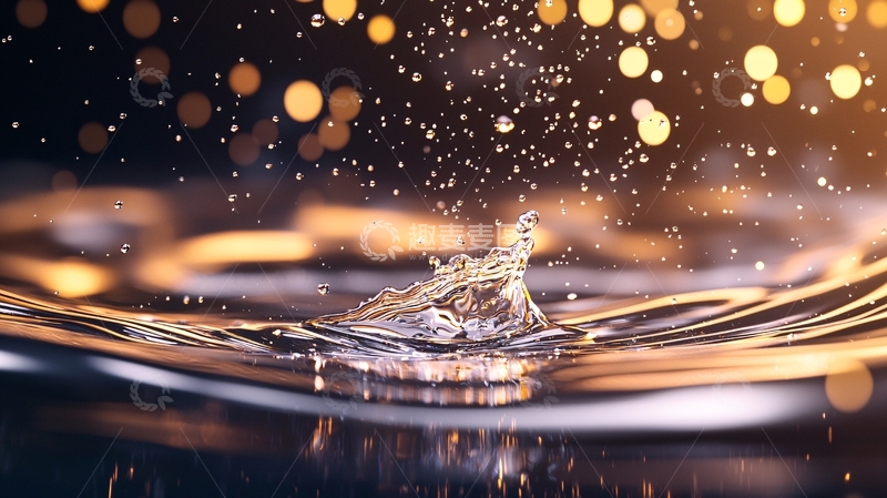 高清大图下载【趣麦麦图】水花飞溅金色背景