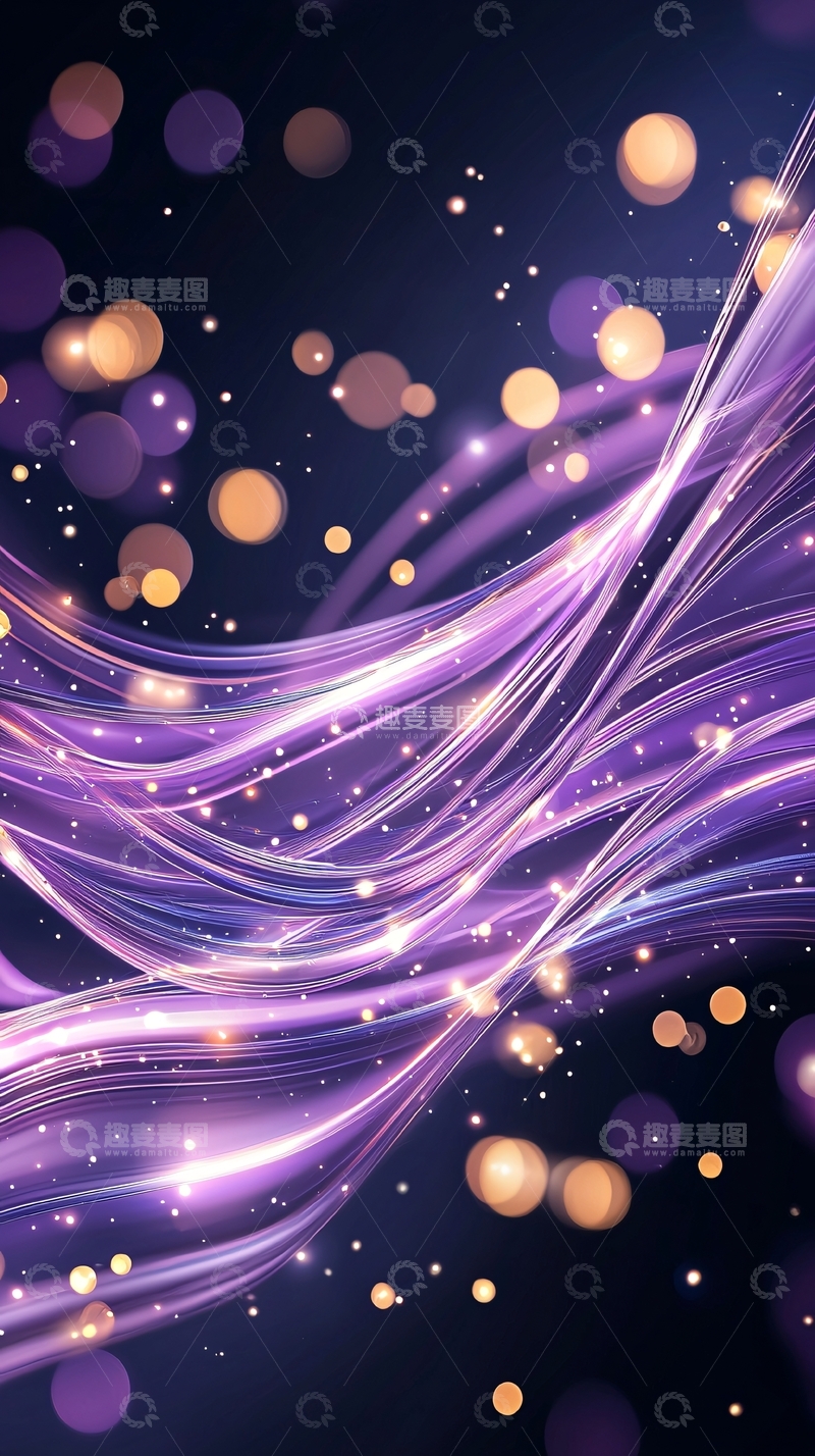 高清大图下载【趣麦麦图】紫色光带与光斑背景