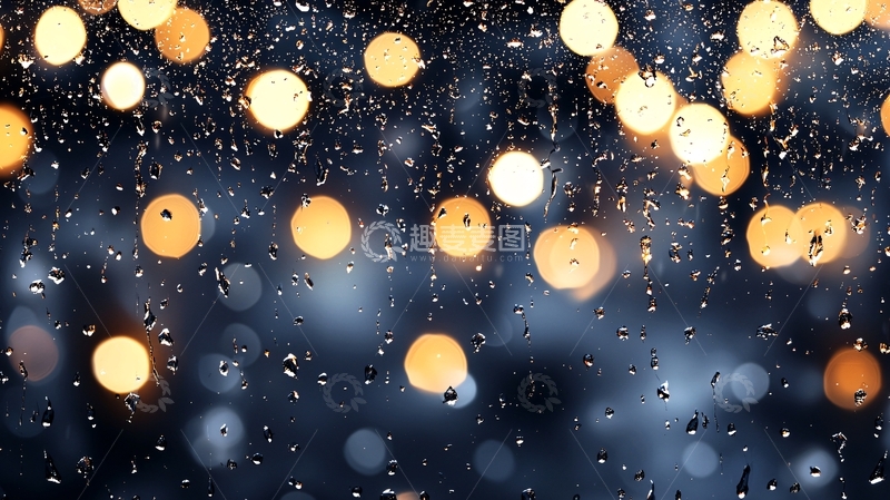 高清大图下载【趣麦麦图】雨夜灯光模糊背景