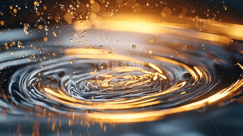 高清大图下载【趣麦麦图】水滴激起的涟漪光影效果